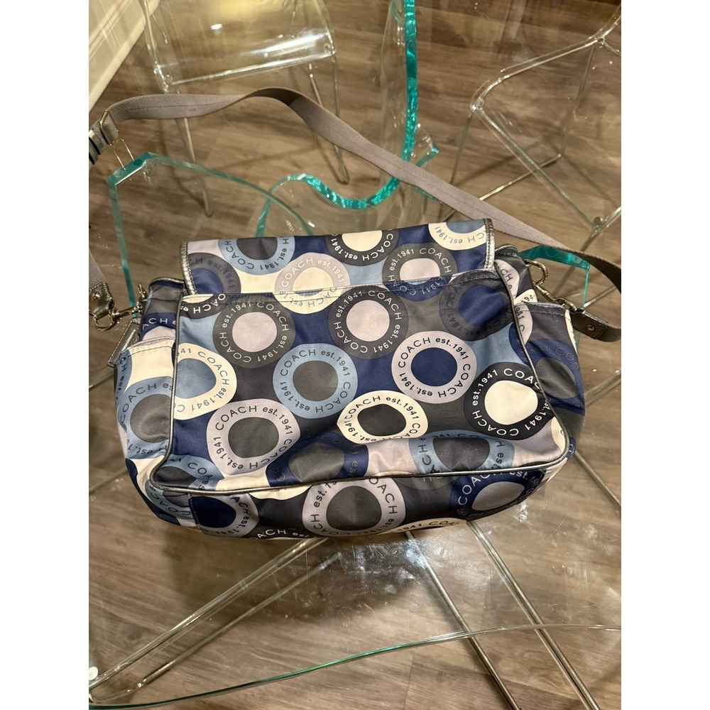 Coach Signature Snaphead Blue‎ Silver Multifunction Diaper Baby Messenger Bag - Picture 6 of 12